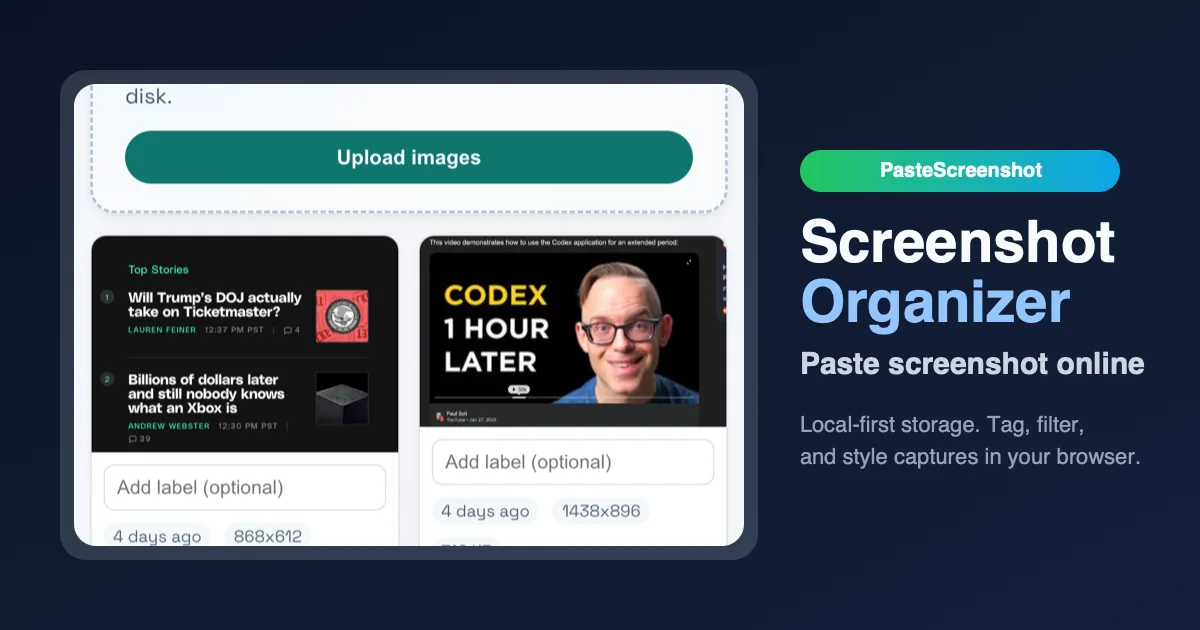 PasteScreenshot: A Local-First Screenshot Organizer for Privacy-Conscious Users